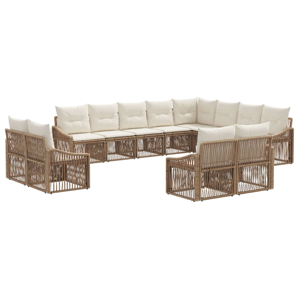 Ensemble de canapé de jardin 12 pcs beige polyrotin