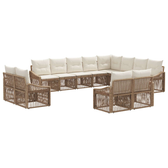 Ensemble de canapé de jardin 12 pcs beige polyrotin