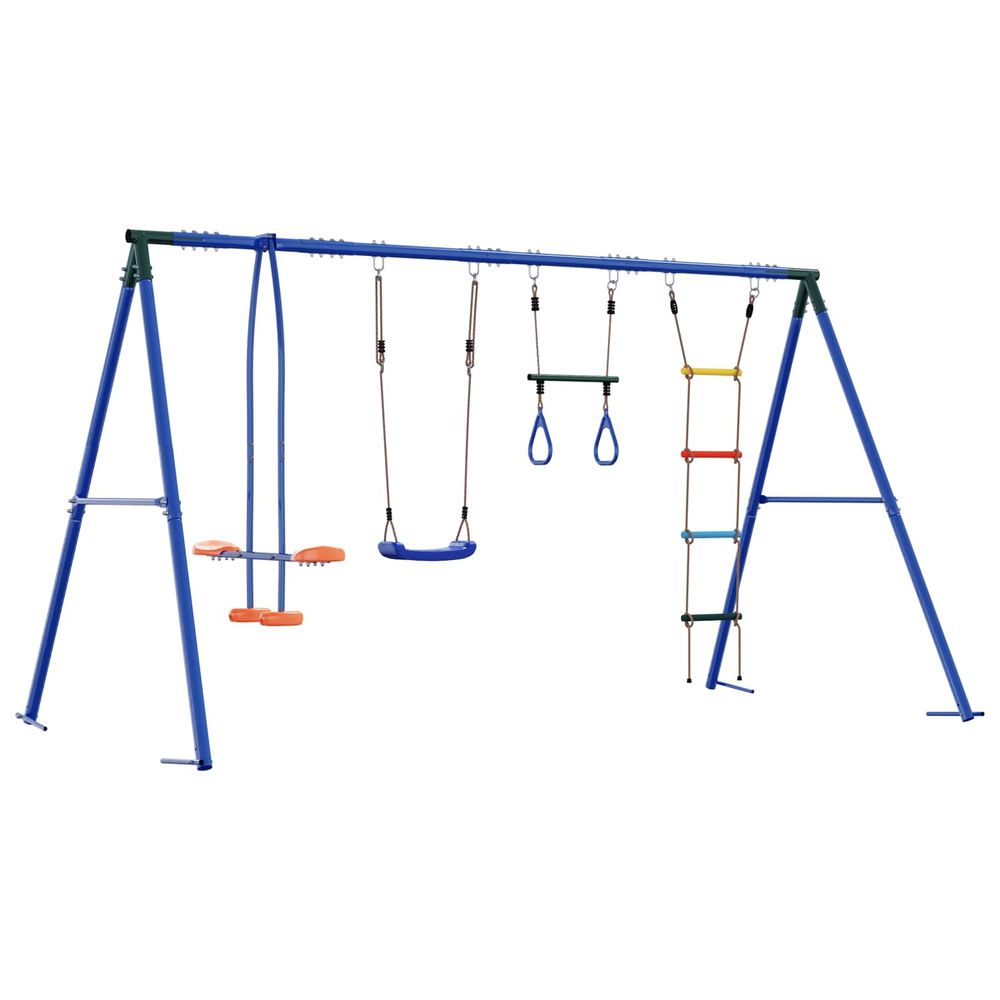 Ensemble de balançoires d'extérieur multicolore acier et pe