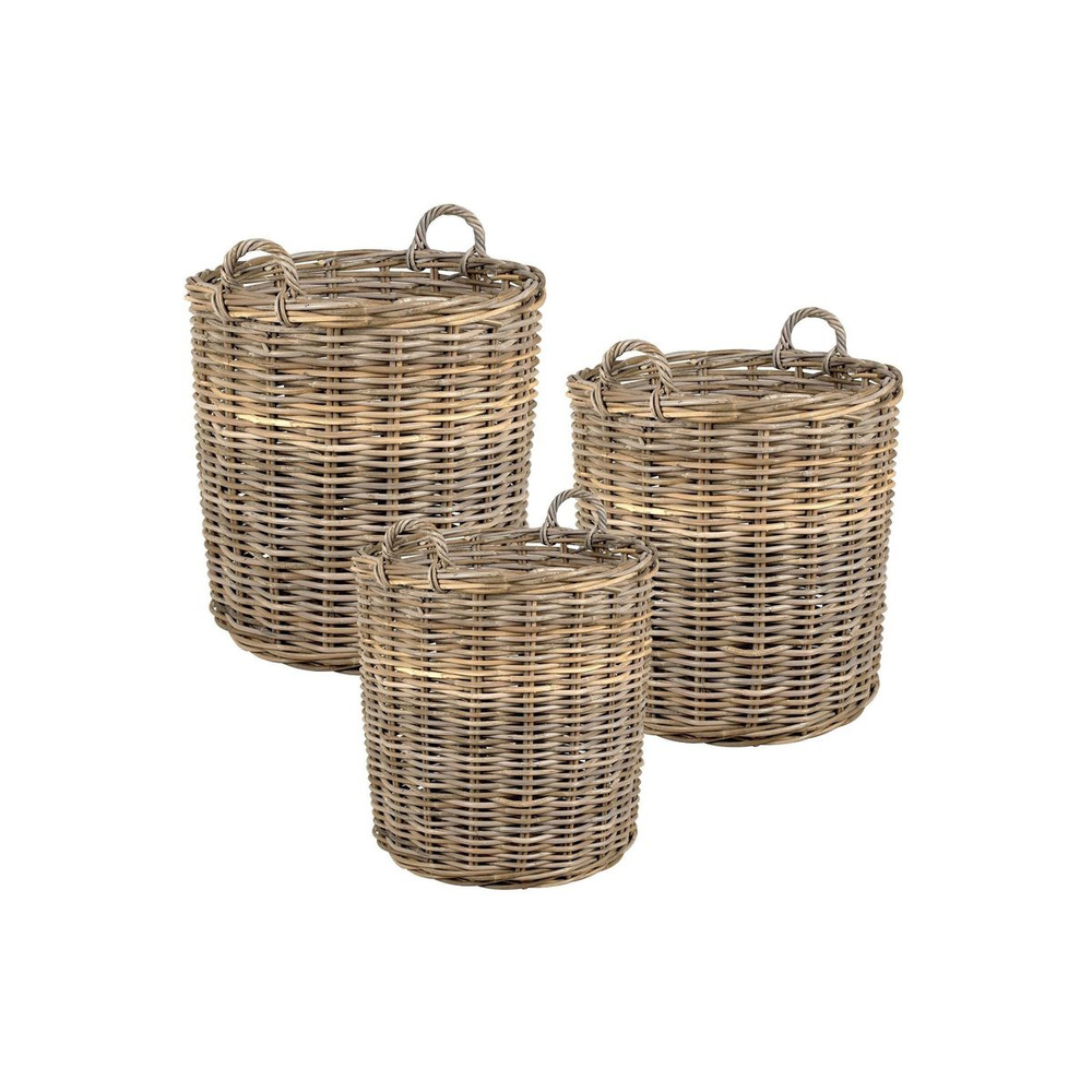 Cache-pots hauts en poelet (lot de 3) naturel