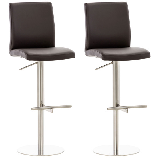 Lot de 2 tabourets de bar cadiz simili cuir inox