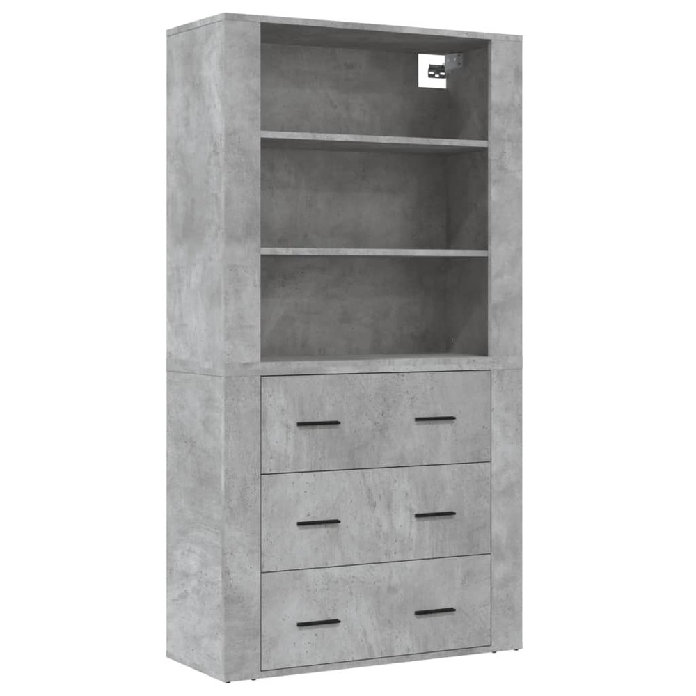Buffet bahut commode armoire meuble de rangement organisateur cuisine salle de séjour salon haut bois d'ingénierie gris 02_00