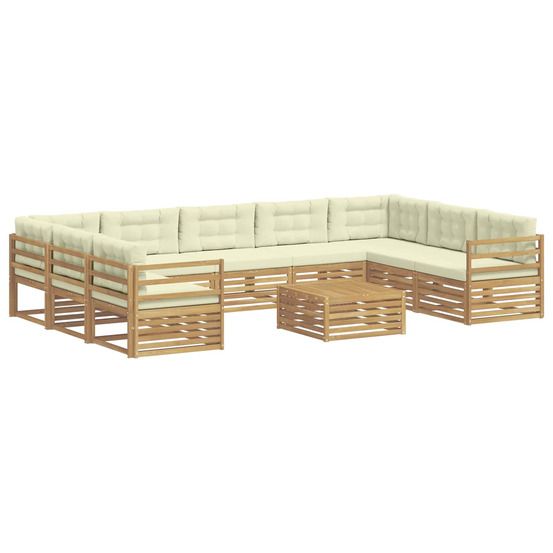 Ensemble de canapés d'extérieur 10 pc blanc et crème polyester