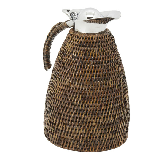 Thermos en acier inoxydable et rotin