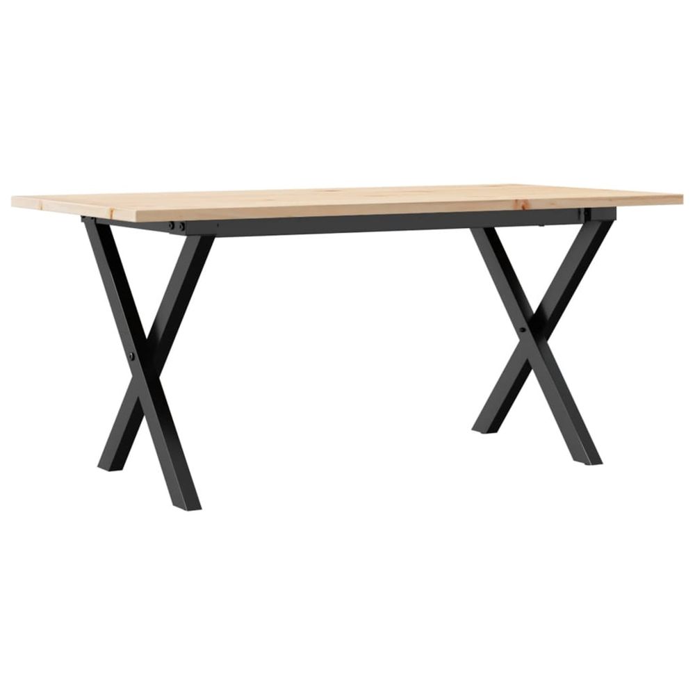 Table basse cadre en x 90x40x45 cm bois de pin massif et acier