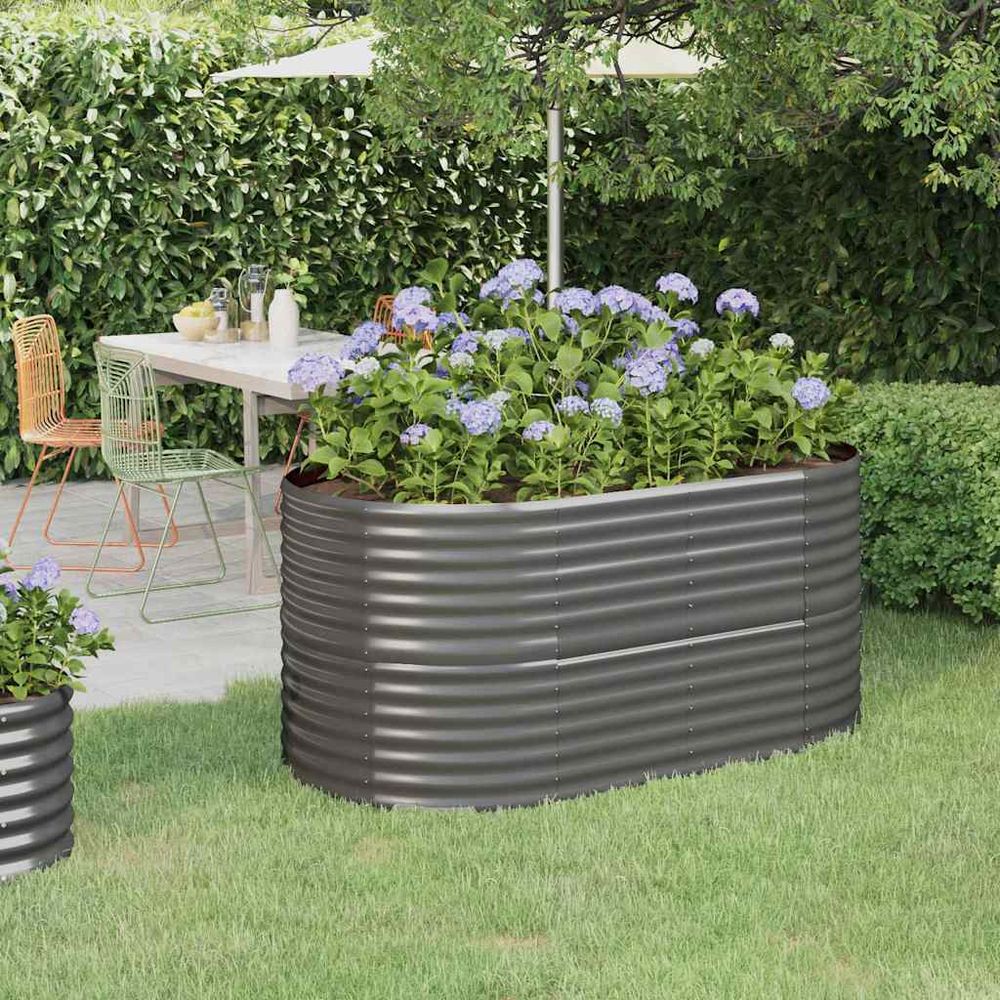 Jardinière haute ovale en acier galvanisé potager gris 152x80x68 cm