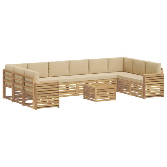 Ensemble de canapés d'extérieur 11 pc blanc et beige polyester