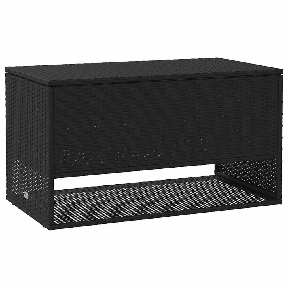 Coffre à coussins d'extérieur noir 100x55x55,5cm résine tressée