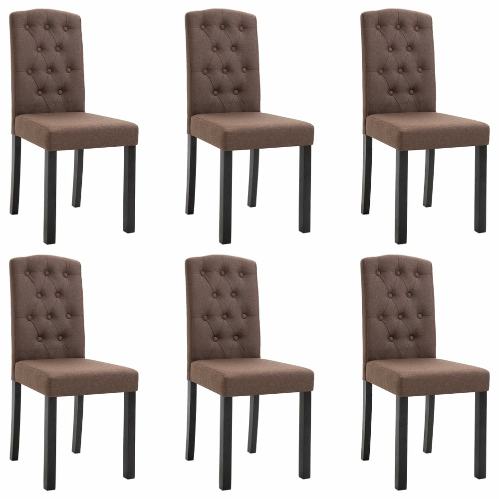 Chaises de salle à manger 6 pcs marron tissu