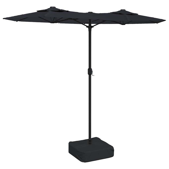 Parasol de jardin à double tête noir 316x145 cm