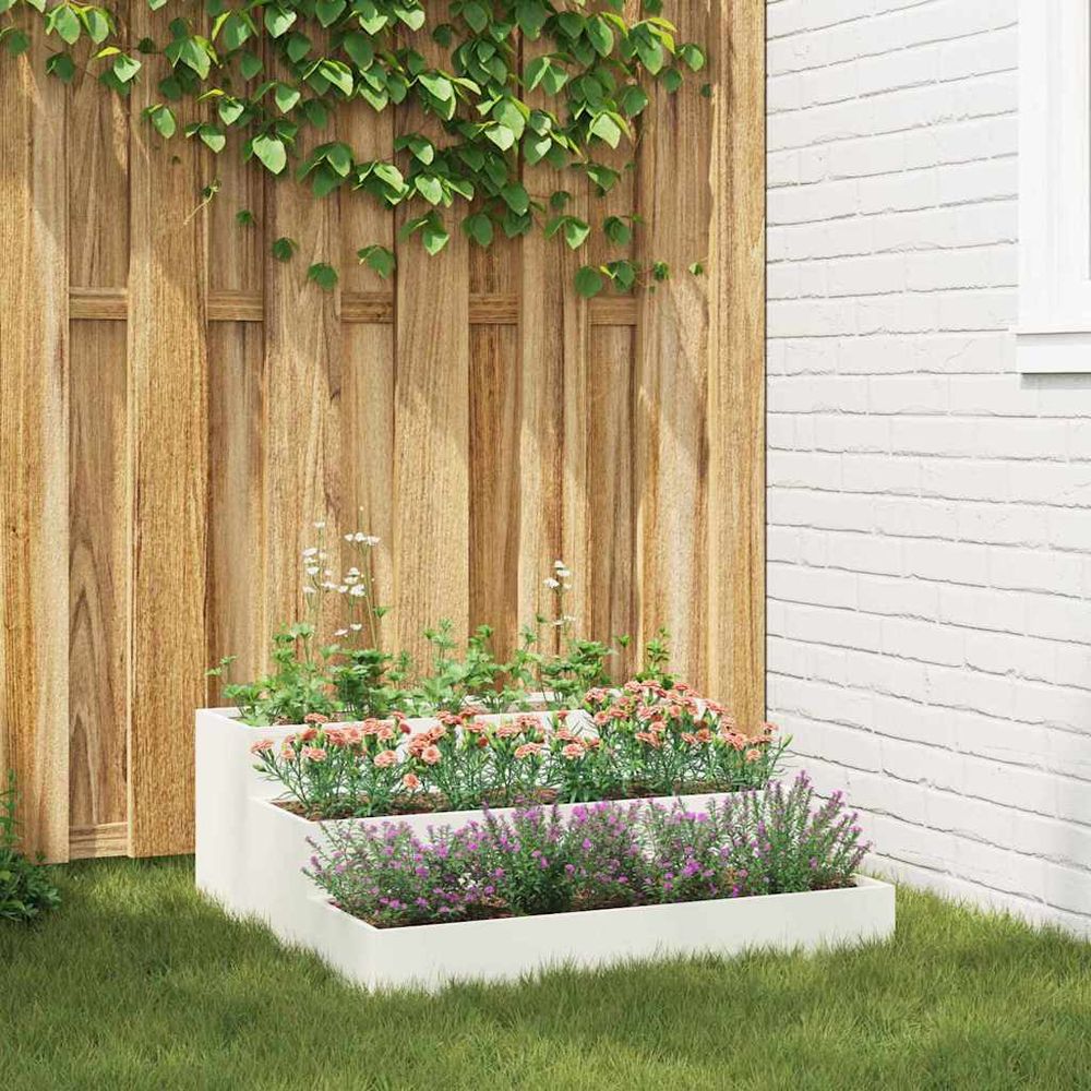Jardinière carrée acier potager surélevé pour jardin terrasse blanc 90cm