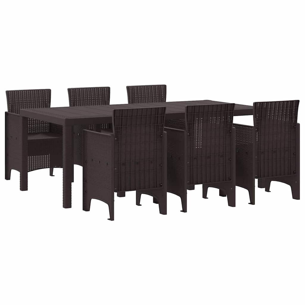 Ensemble de salle à manger pour jardin 7 pcs marron rattan polt