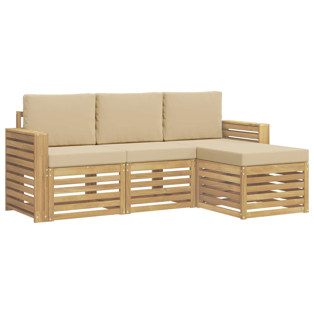 Ensemble de canapés d'extérieur 4 pcs blanc et beige