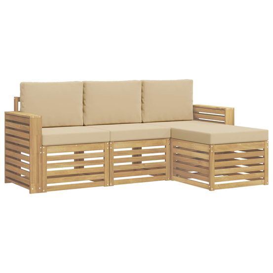 Ensemble de canapés d'extérieur 4 pc blanc et beige polyester