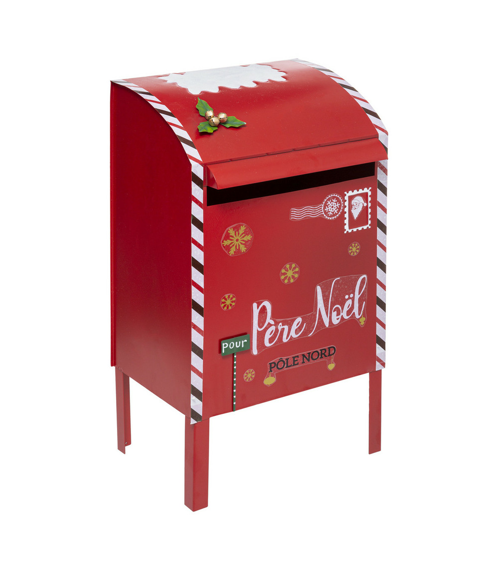 Grande boite aux lettres rouge en métal h 80 cm