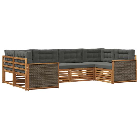 Ensemble de canapés d'extérieur 6 pc naturel et anthracite