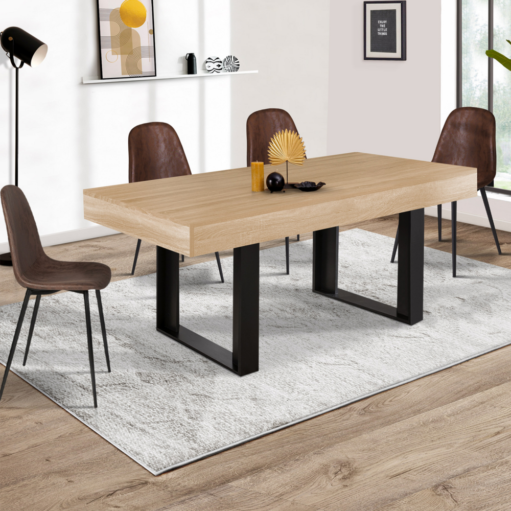 Table à manger rectangle phoenix 6 personnes bois et noir 160 cm