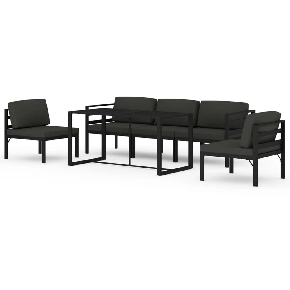 Salon de jardin 6 pcs avec coussins aluminium anthracite