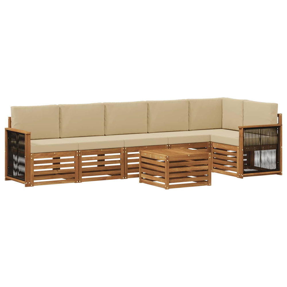 Ensemble de canapé d'angle avec coussin 6 pcs naturel