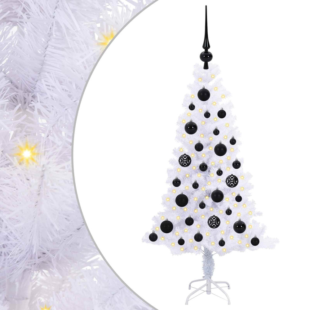 Sapin de noël artificiel avec 150 led blanc 120 cm pvc et acier