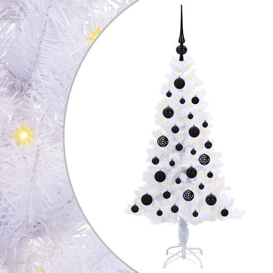 Sapin de noël artificiel avec 150 led blanc 120 cm pvc et acier