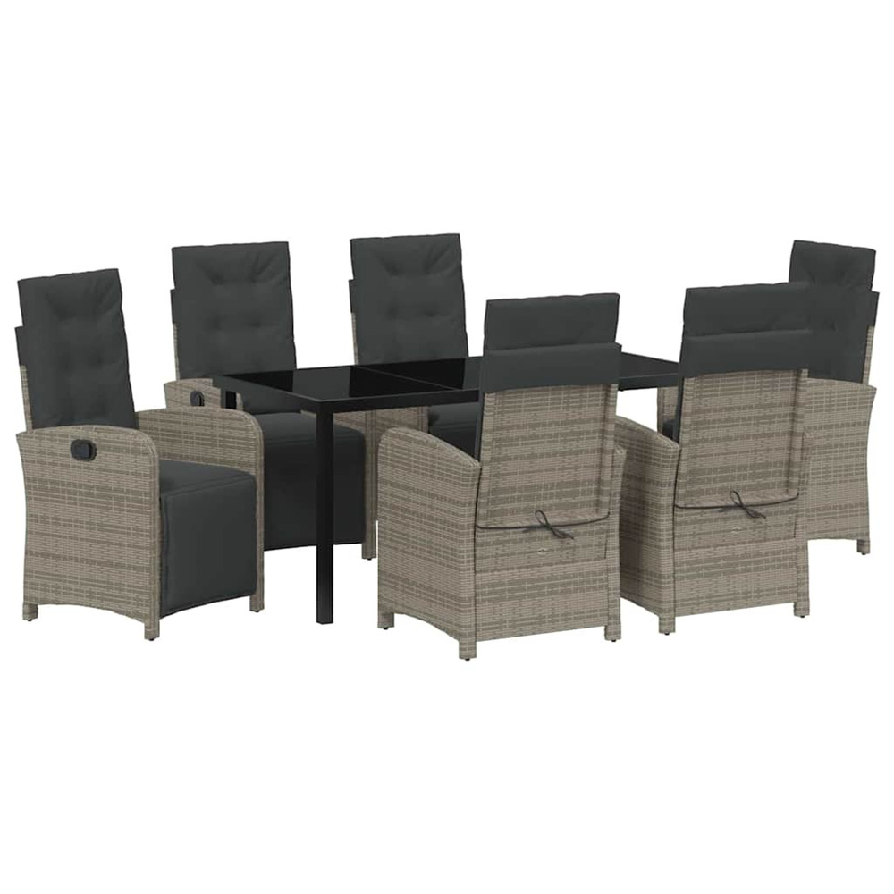 Ensemble de salle à manger pour jardin 7 pcs gris polyrotin