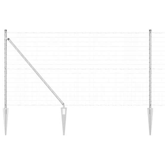 Clôture avec poteaux argent 1.4 x 10 m acier