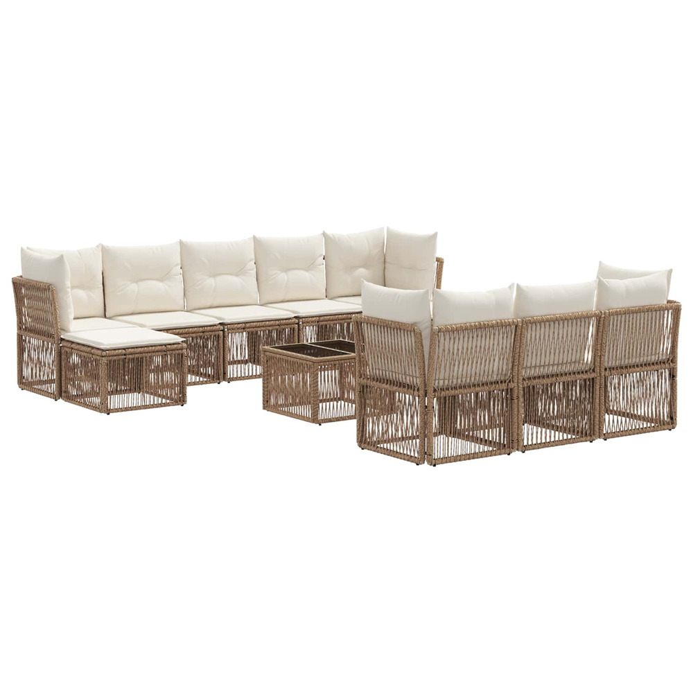 Ensemble de canapé de jardin 11 pcs beige polyrotin