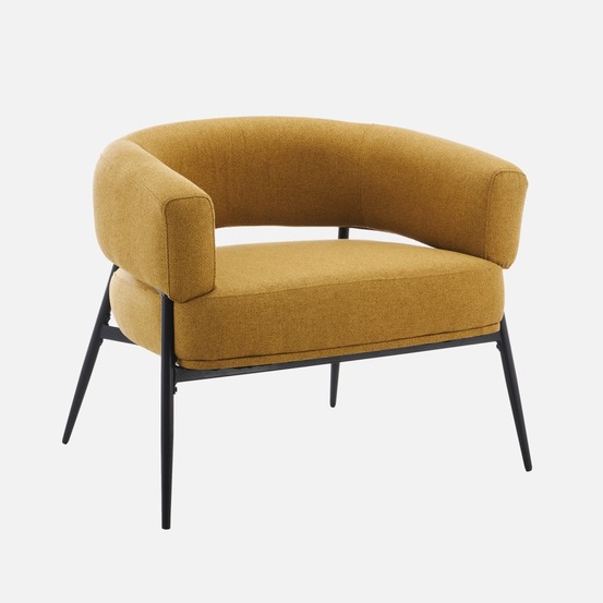 Fauteuil tissu dossier incurvé piétement métal l 81,5 x p 72,5 x h 69 cm - cristo