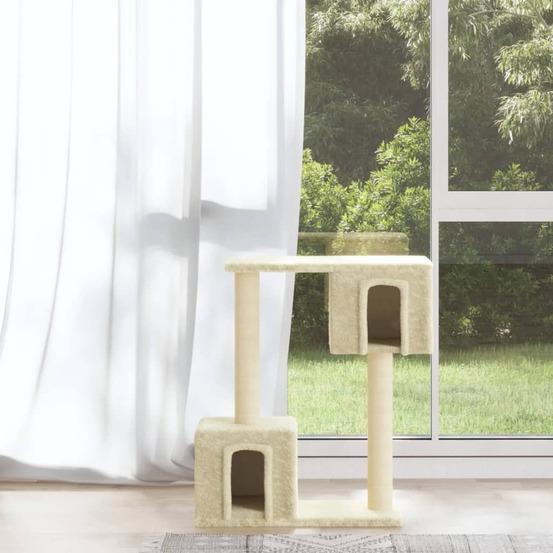 Arbre à chat avec griffoirs en sisal crème 60 cm