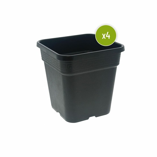 Lot de 4 pots carre noir 36.5 x 36.5 x 36 cm