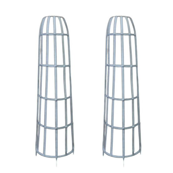 Set de 2 devants de gouttières ou d'arbres métal gris ht.84-112 cm