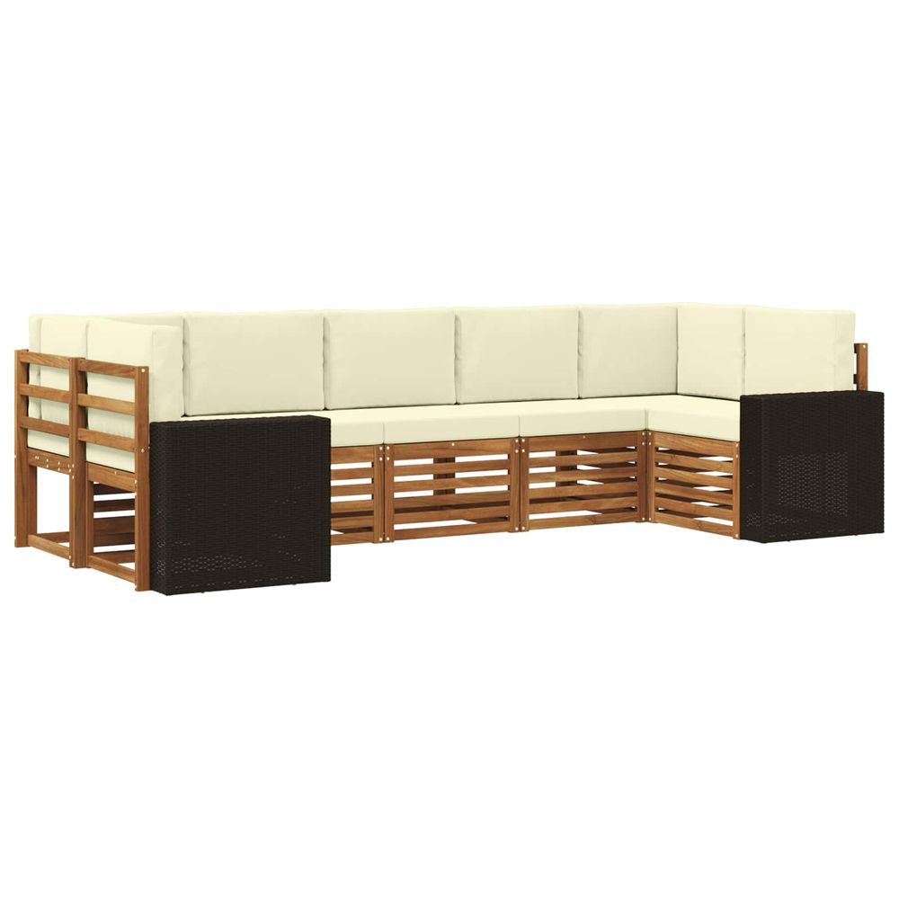 Ensemble de canapés d'extérieur 7 pc naturel et crème polyester