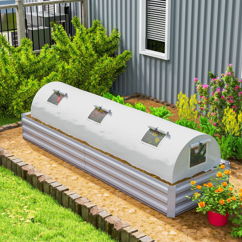 Mini serre tunnel bâche renforcée potager protection uv aération 300x80x45cm blanc - comfortxl outdoor living