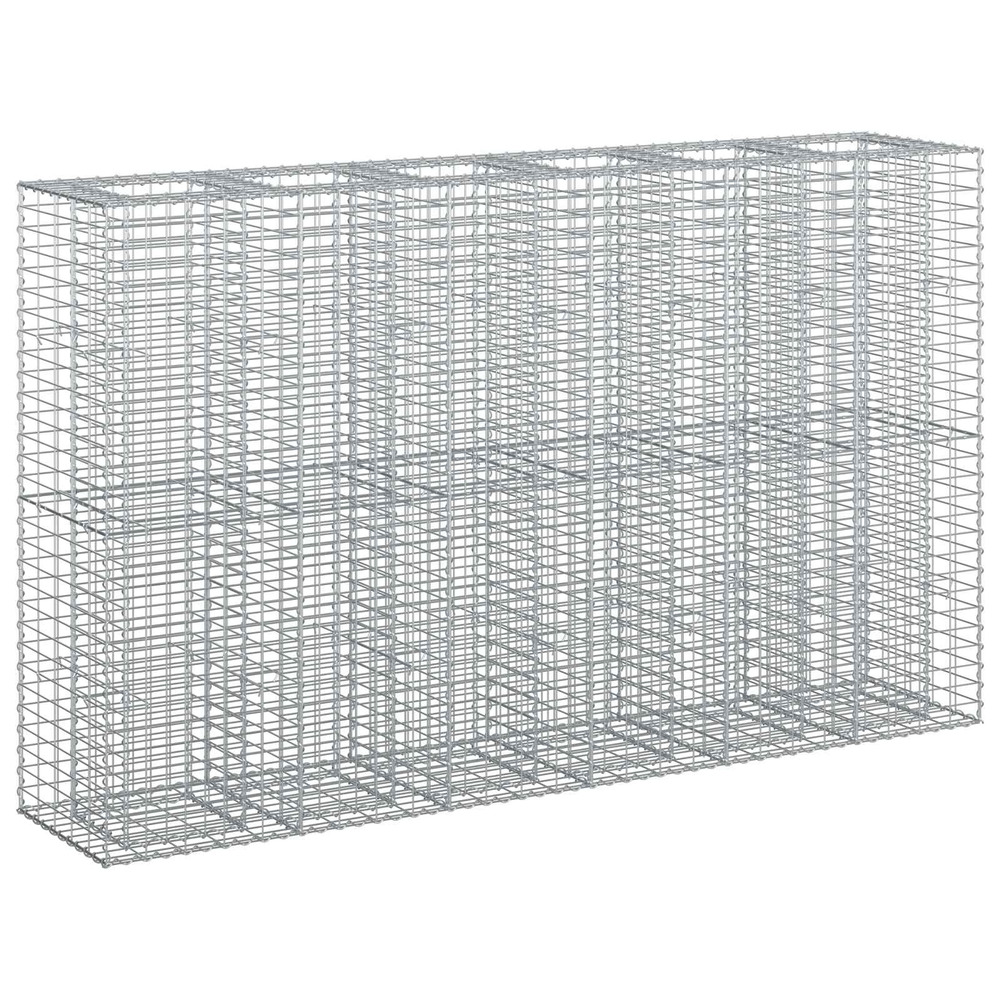 Lit surélevé gabion 3 pcs argenté 250 x 50 x 150 cm