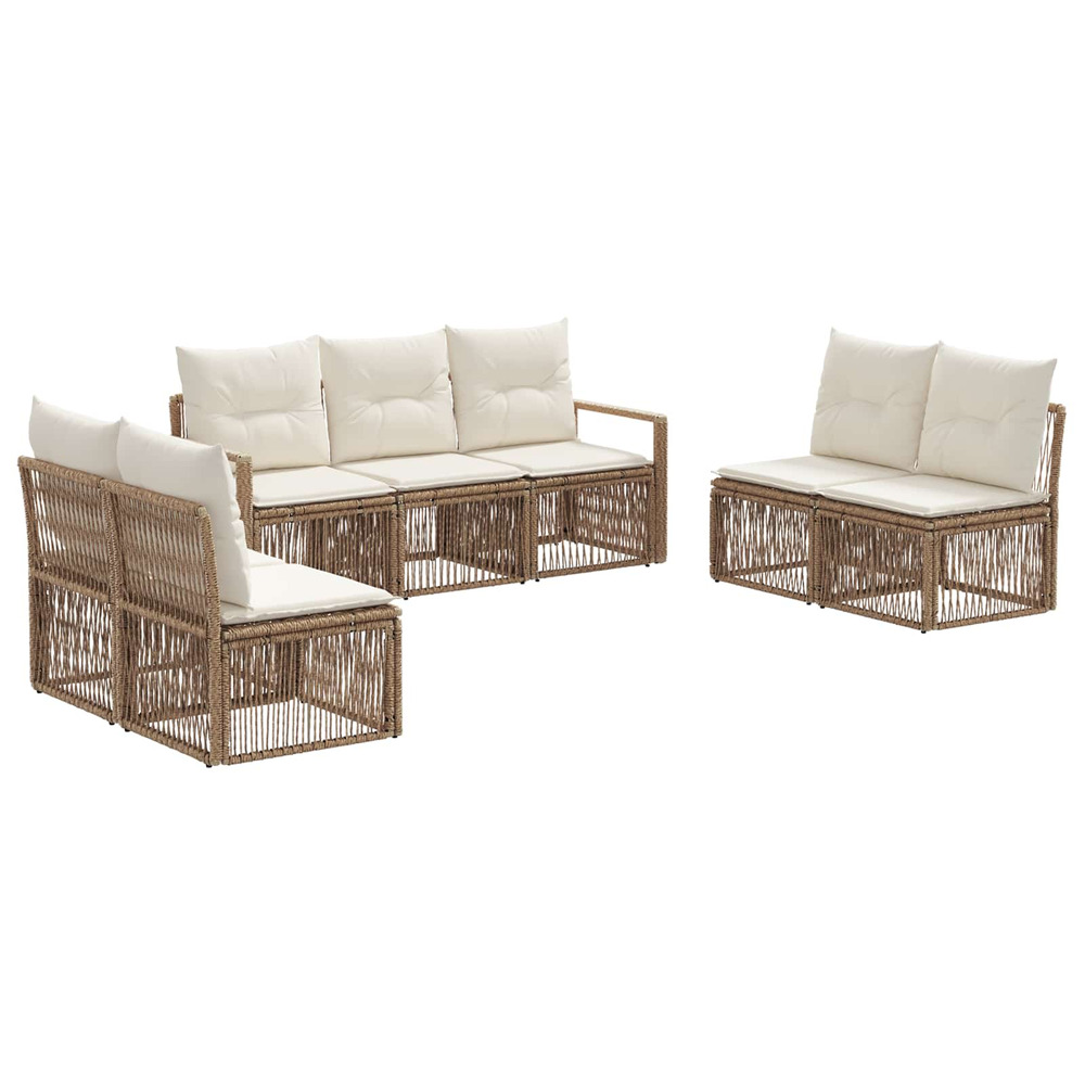Ensemble de canapé de jardin 7 pcs beige polyrotin