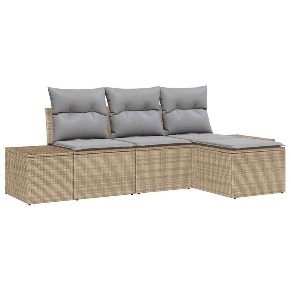 Ensemble de canapé de jardin 4 pc beige polyrotin