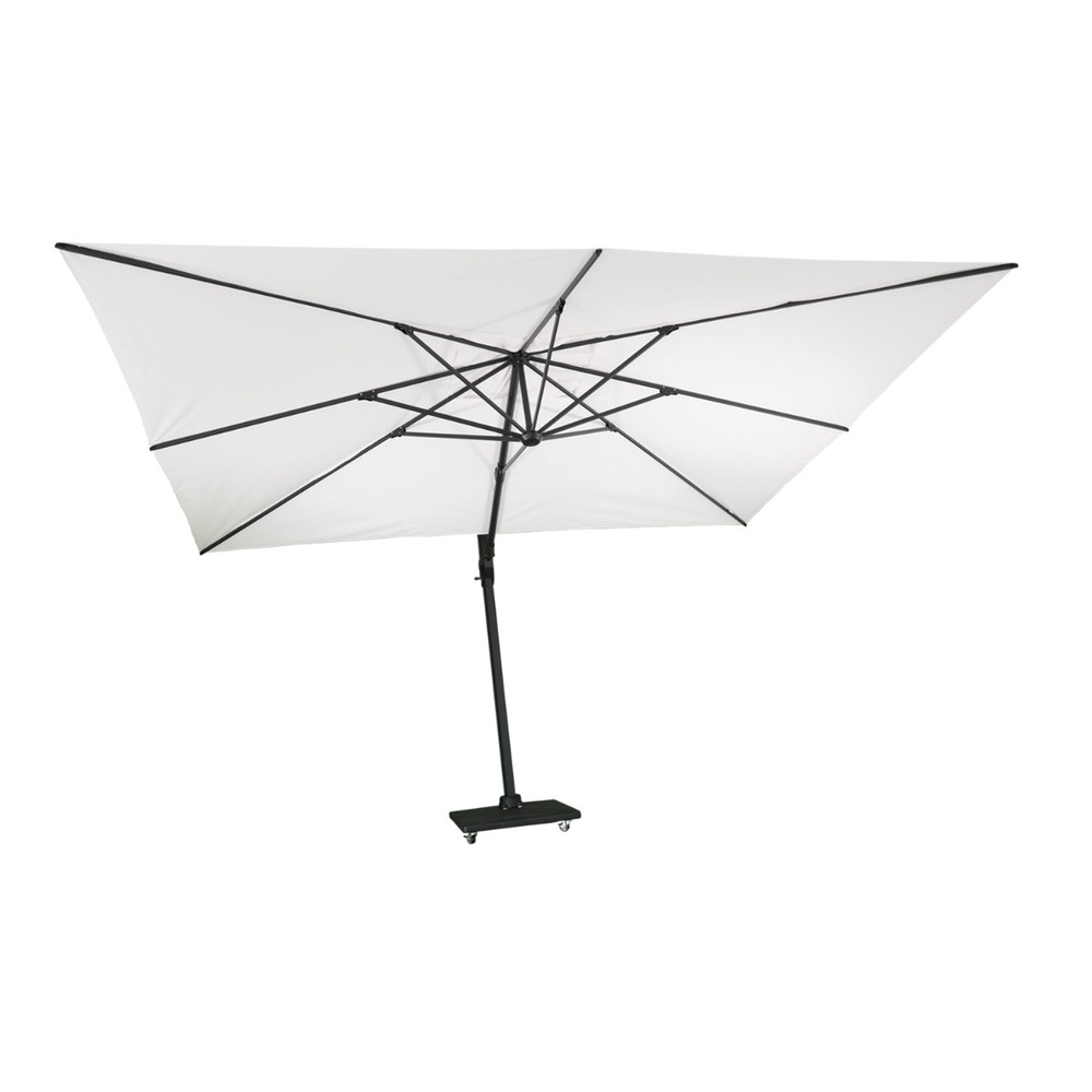 Parasol déporté aluminium noir toile écrue 4x3 m poseidon