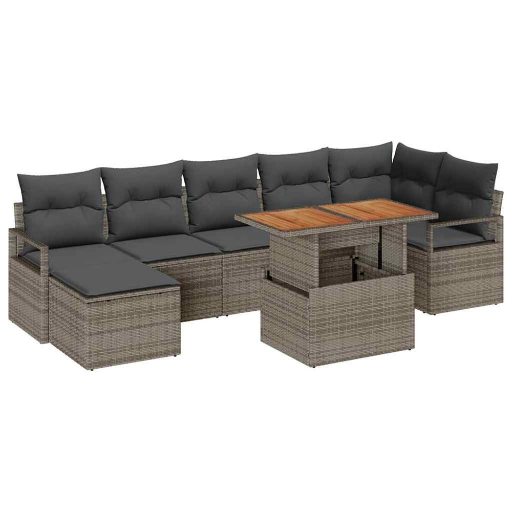 Ensemble de canapé de jardin 8 pc gris poly rotin
