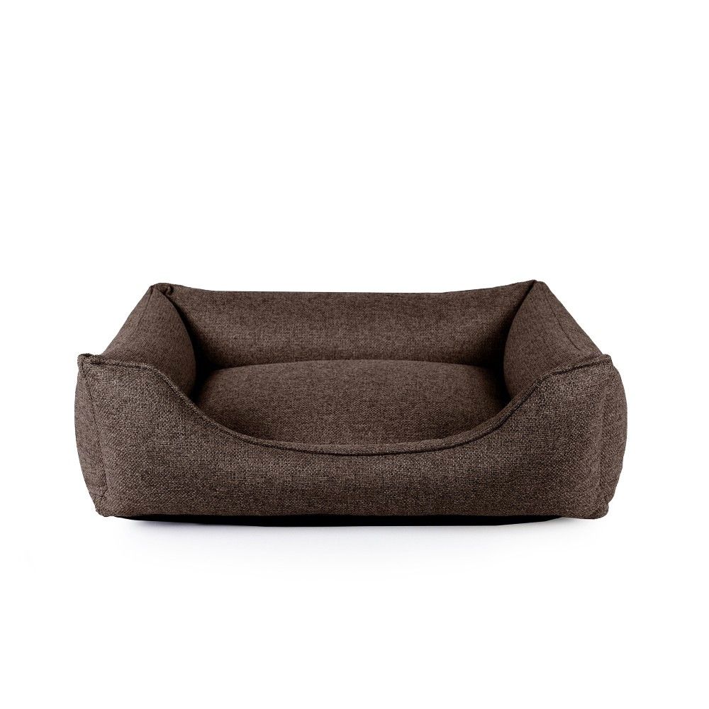 Dauphine - panier pour chien / chat de luxe, orthopédique et déhoussable, en tissu chocolat, 65x50x18cm