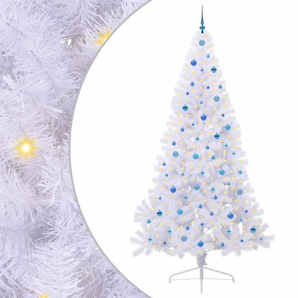 Sapin de noël artificiel avec 300 led blanc 240 cm pvc et acier