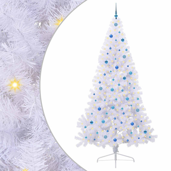 Sapin de noël artificiel avec 300 led blanc 240 cm pvc et acier