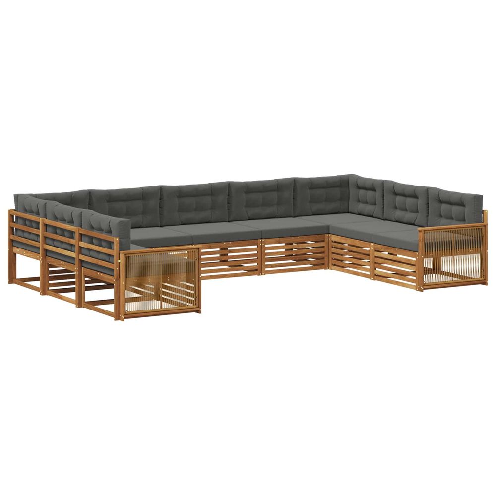 Ensemble de canapés d'extérieur 9 pc naturel et anthracite