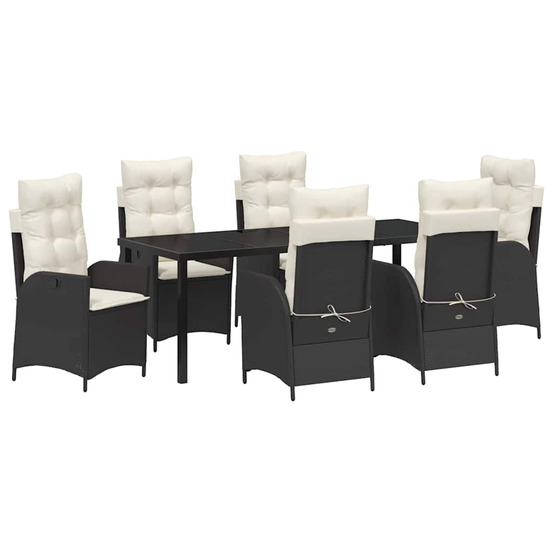 Ensemble de salle à manger pour jardin 7 pcs noir polyrotin