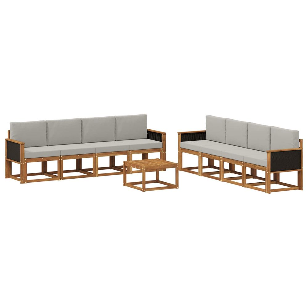 Ensemble de canapés d'extérieur 9 pc naturel et gris clair