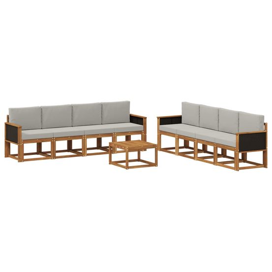 Ensemble de canapés d'extérieur 9 pc naturel et gris clair
