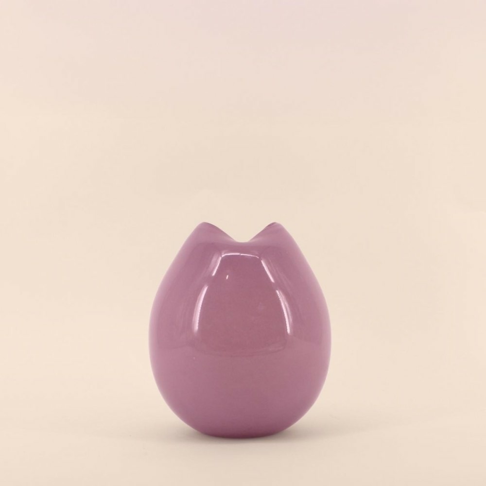 Vase ondulé en verre opaque rose 22cm
