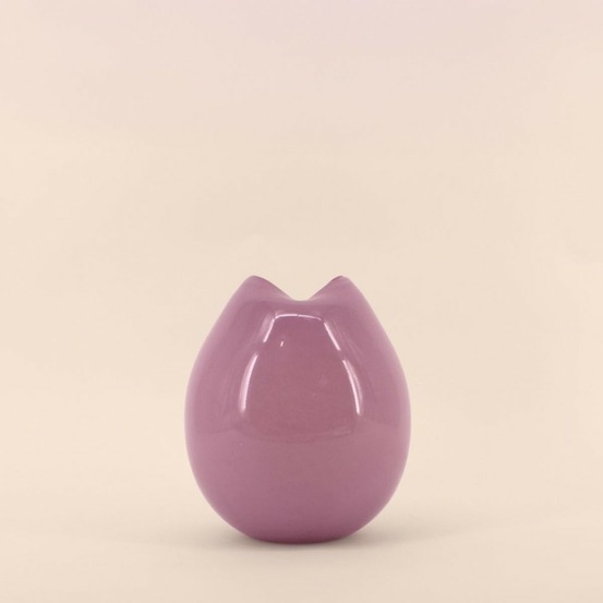 Vase ondulé en verre opaque rose 22cm