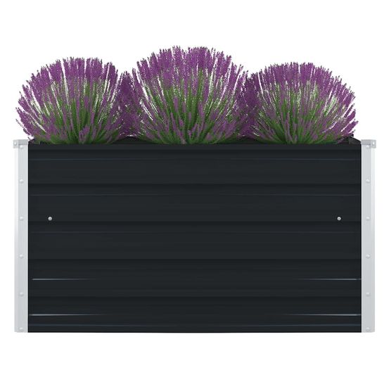 Bac à fleurs carré 100cm acier galvanisé sans fond anthracite