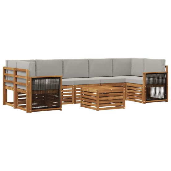 Ensemble de canapés d'extérieur 8 pc naturel et gris clair